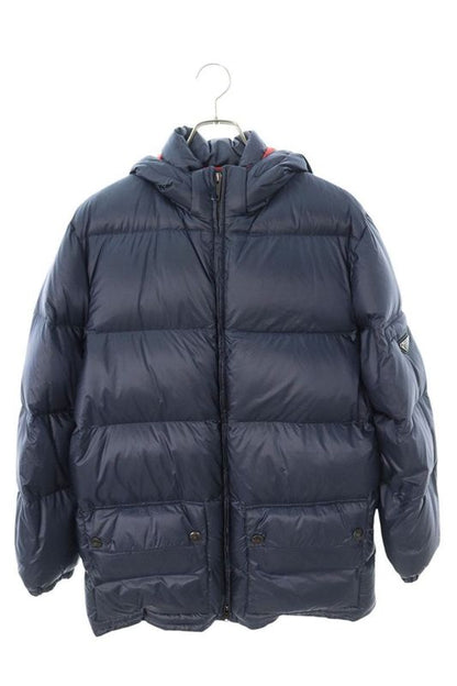 Prada Sgb857 Triangle Logo Plate Nylon Hooded Coat Down Jacket Men 46