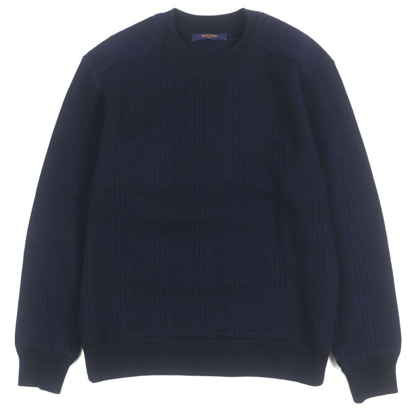 Louis Vuitton 21AW Cotton Nylon LV Logo Embroidery Stripe Pattern Crew Neck