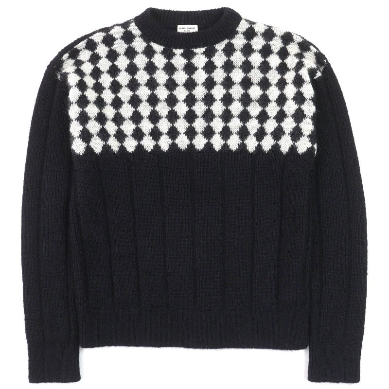 Saint Laurent Paris 21AW 665879 Wool Mohair Partially Allover Design Crewneck