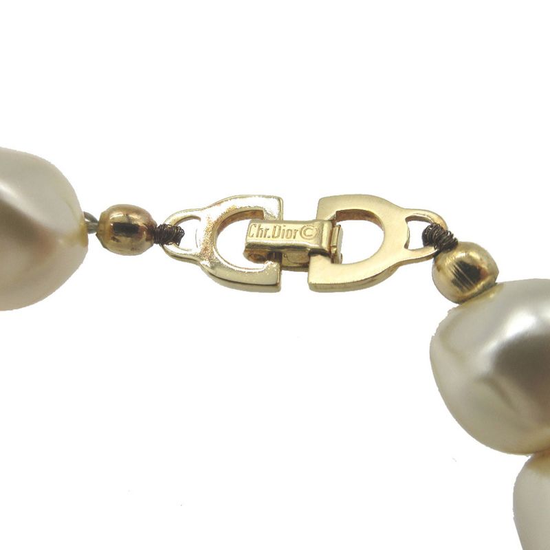 Christian Dior Vintage Faux Pearl Metal White Gold Necklace 0033 Christian Dior