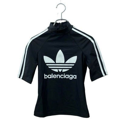 Balenciaga Adidas Short Sleeve T-Shirt Mock Neck Rear Zip Up SIZE 34
