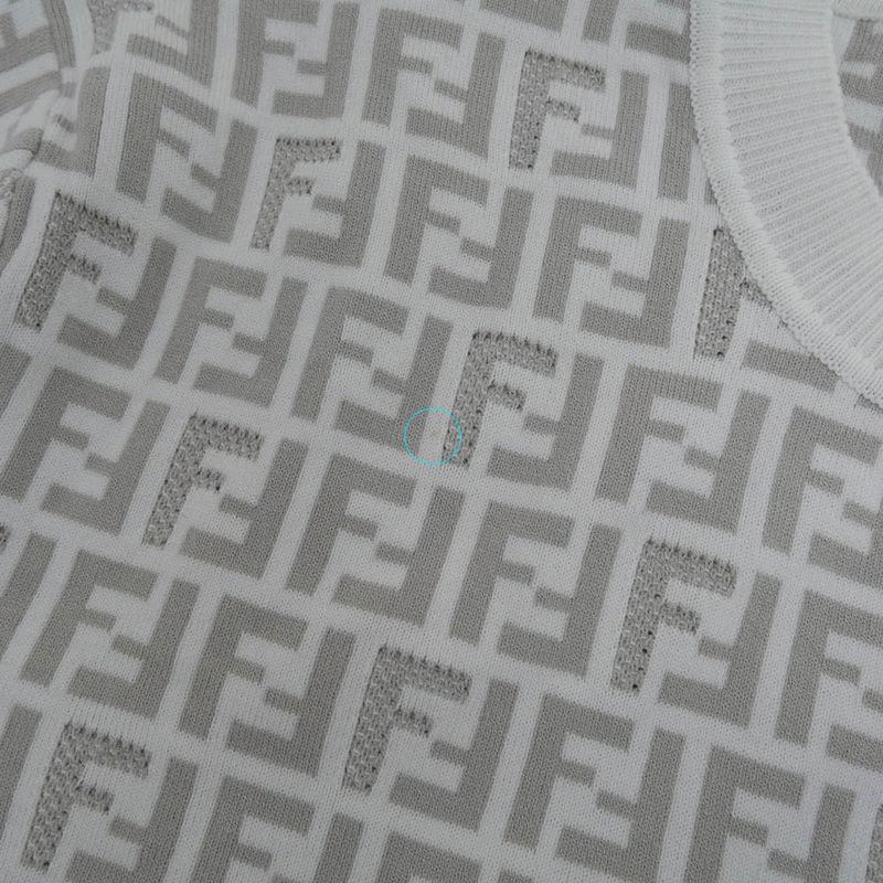 Fendi Zucca Pattern Knit T-shirt Fzy443 AKEW F1hxt 50 Size White Gray