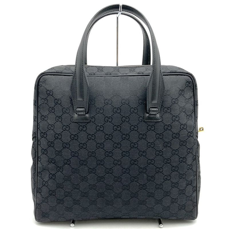 Gucci 90677 001013 Handbag Tote Bag GG Canvas GG Pattern Leather Black Women