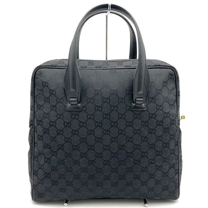 Gucci 90677 001013 Handbag Tote Bag GG Canvas GG Pattern Leather Black Women