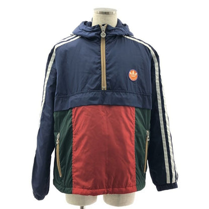 Gucci Adidas Trefoil Logo Zip Parachute Pullover 46 Navy