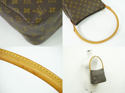 Authentic Louis Vuitton LV Looping MM Monogram Shoulder Bag Handbag Brown