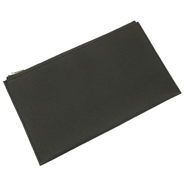 Hermes Clutch Bag Pochette Calvi MM Vaux Epson Corvair Silver Hardware Blue