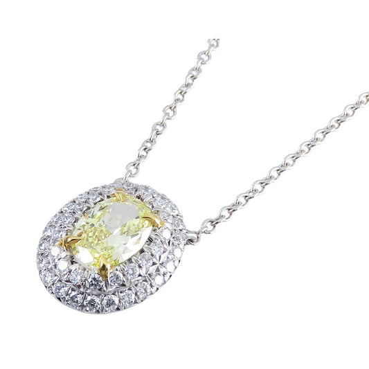 Tiffany & Co Soleste Pendant Platinum Gold Yellow Diamond 18K White YG Oval