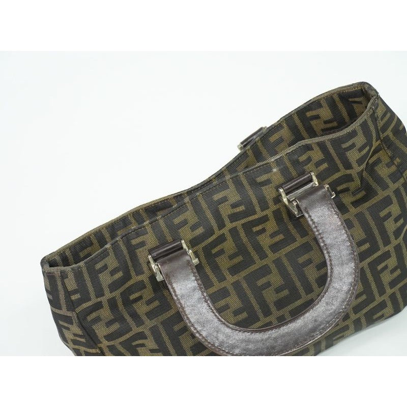 Fendi Zucca Tote Handbag Canvas Brown 26329 Bag — view 5