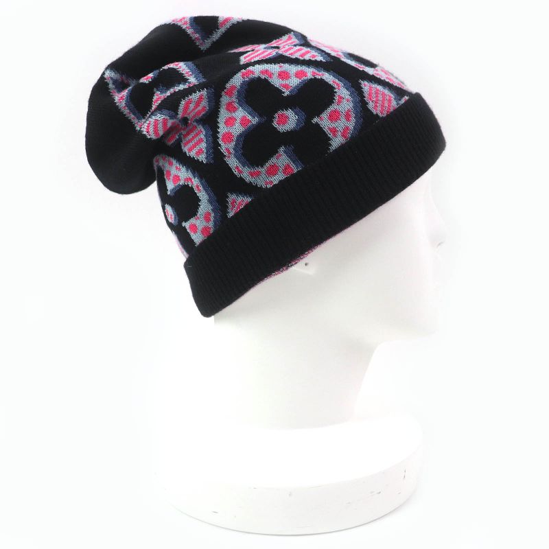 Louis Vuitton M73898 Bonnet Giant Pop Monogram 100% Wool Beanie Knit Cap Knit