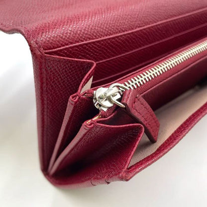 Bvlgari Bifold Leather Red Wallet Silver