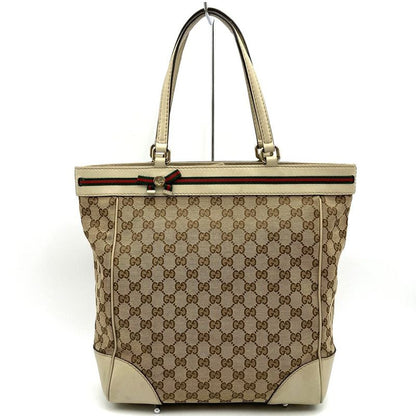 Gucci 257062 Tote Bag Beige GG Canvas Sherry Line Ladies Men Fashion Vintage