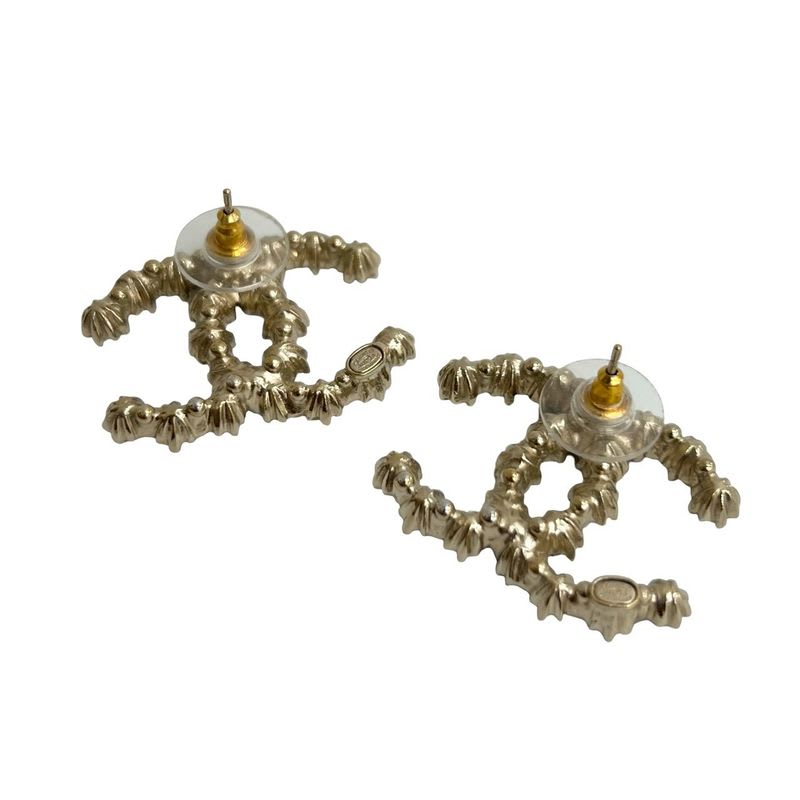 Chanel Coco Mark Metal Rhinestone Earrings Accessories 19AA