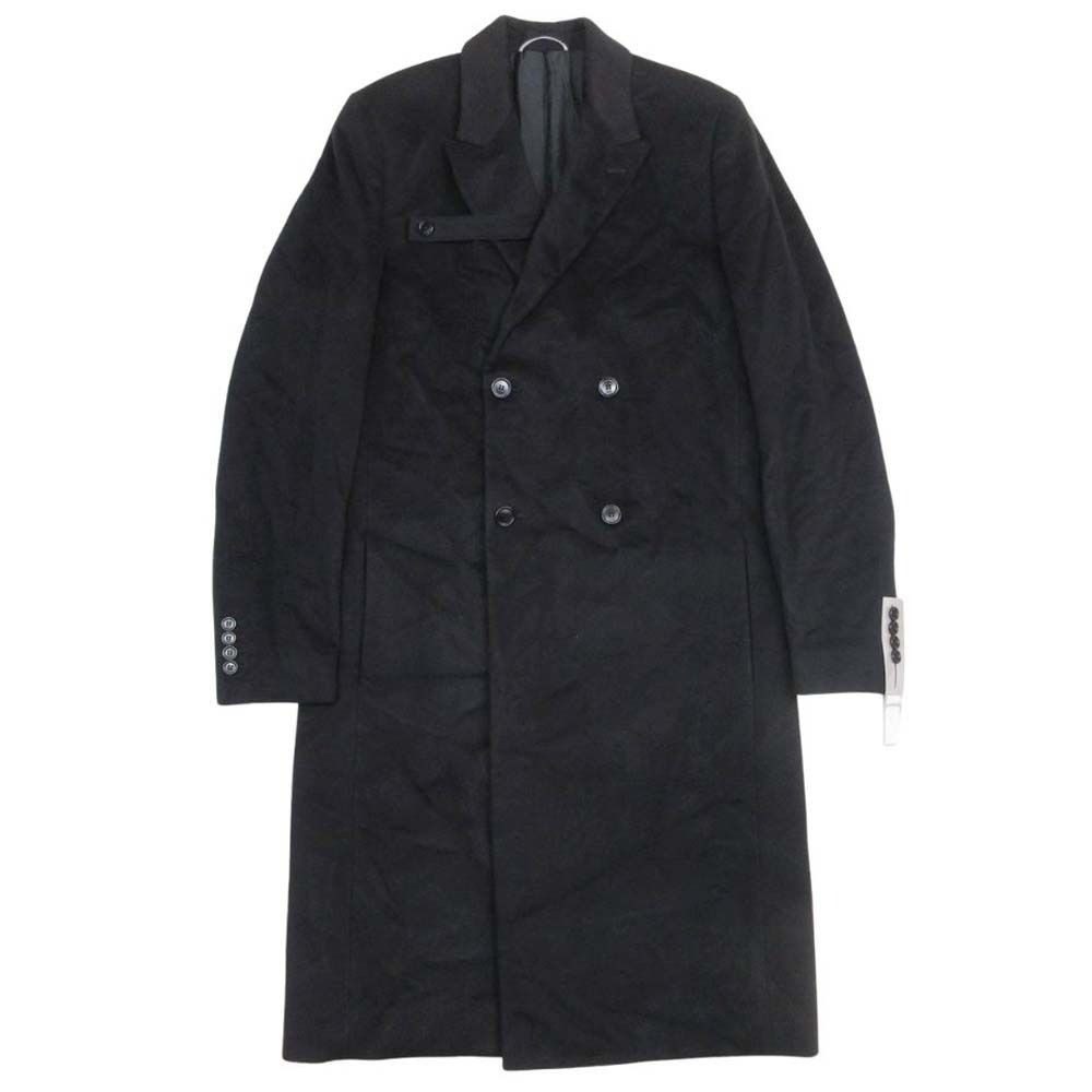 Dior Homme Cashmere Double Breasted Chesterfield Coat Peaked Lapel 48 Black