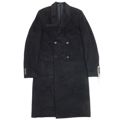 Dior Homme Cashmere Double Breasted Chesterfield Coat Peaked Lapel 48 Black