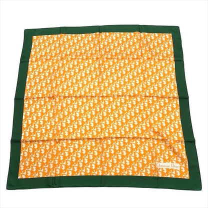 Dior Trotter Pattern Silk Scarf Orange Green