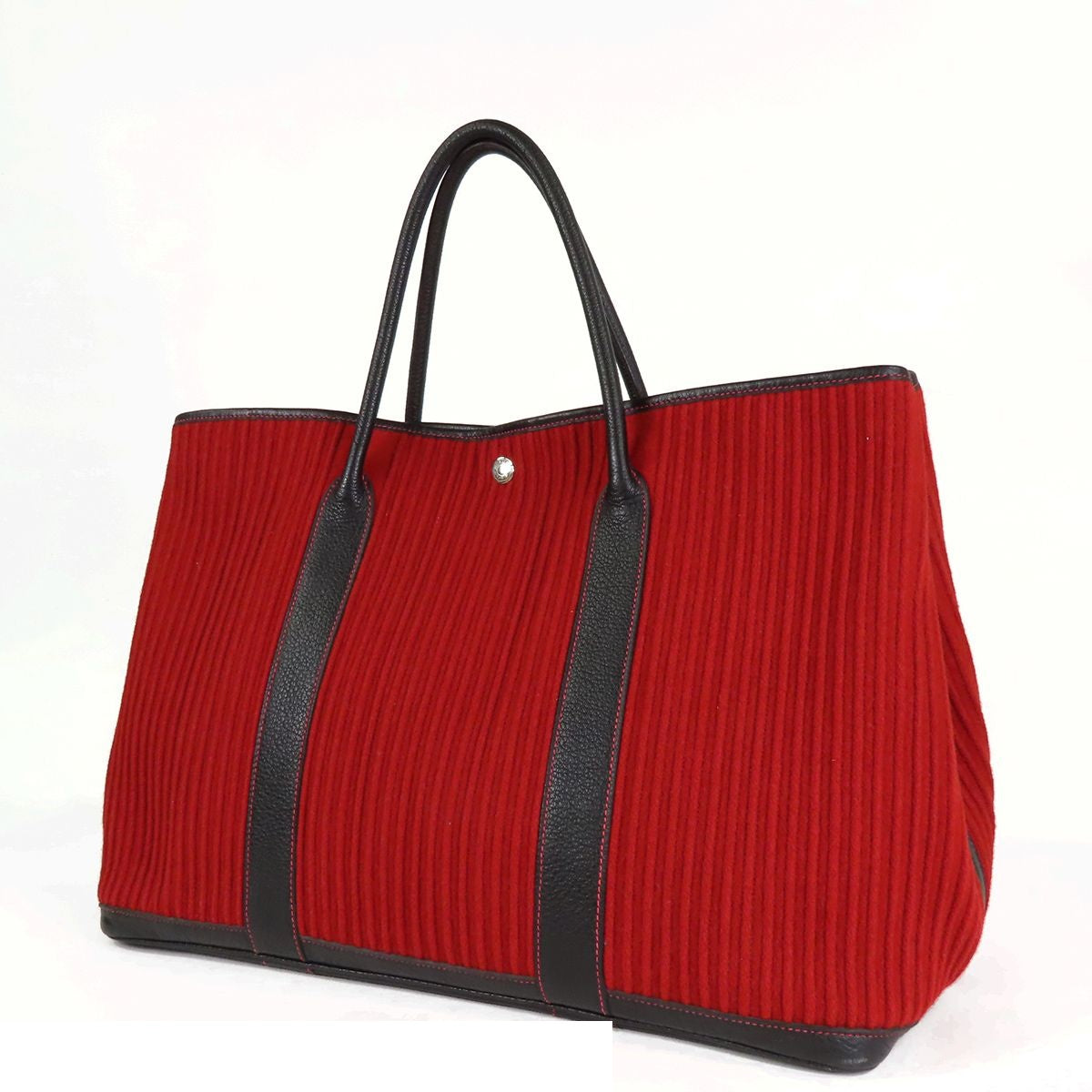 Hermes Garden Party 43 GM Red Black Silver Felt Buffalo Tote — view 2