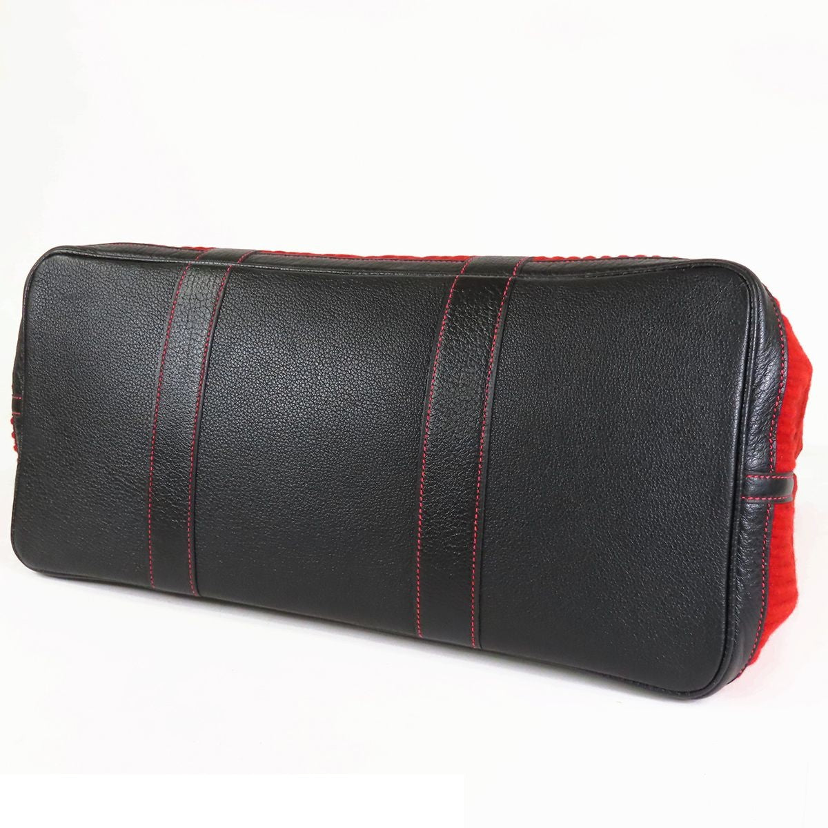 Hermes Garden Party 43 GM Red Black Silver Felt Buffalo Tote — view 3