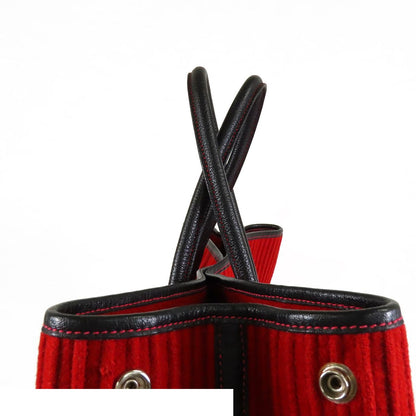 Hermes Garden Party 43 GM Red Black Silver Felt Buffalo Tote — view 6