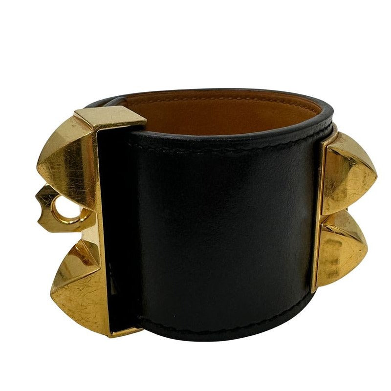 Hermes Bangle ed Collierd Chien Calf Black Gold Hardware Size XS — view 3