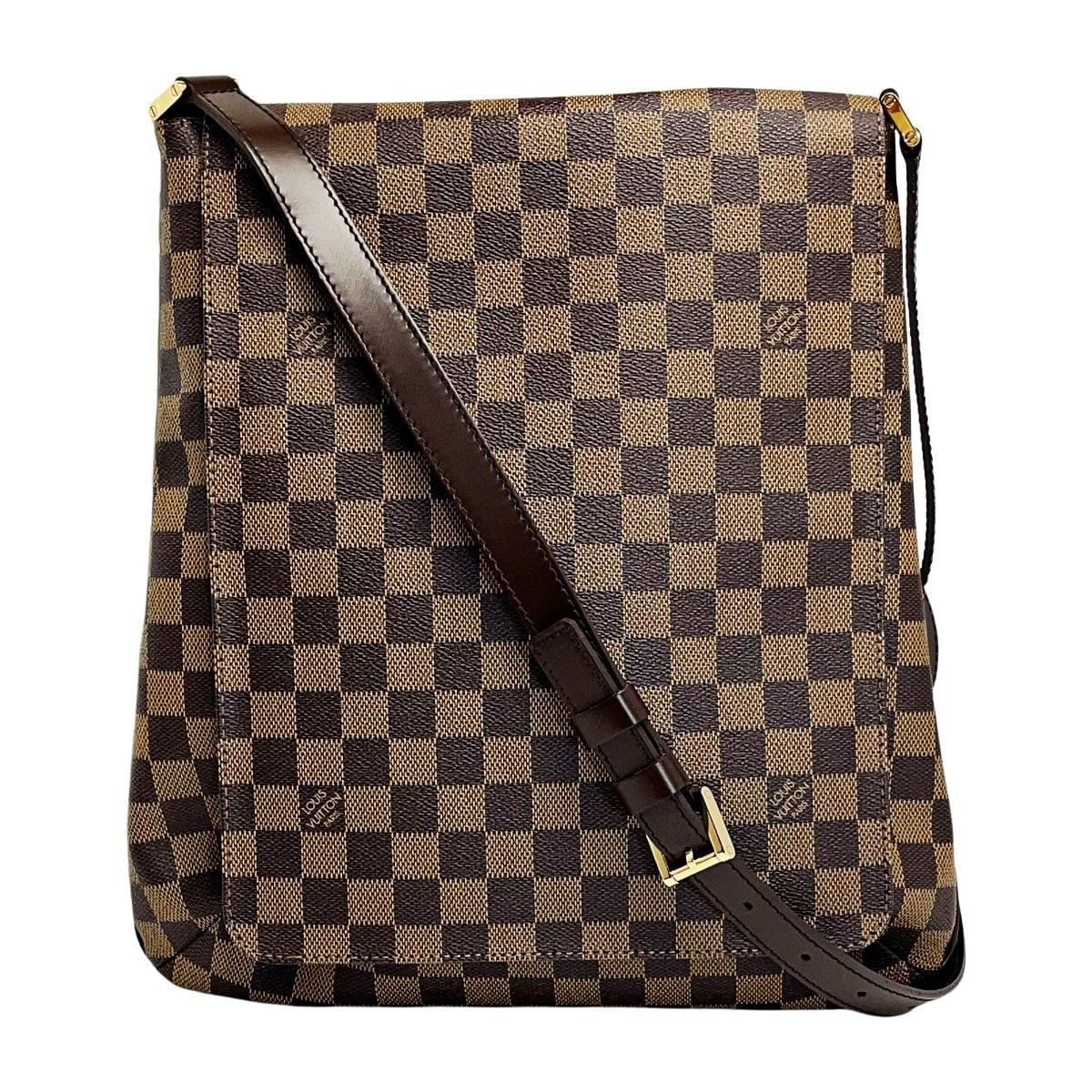 Louis Vuitton Damier Musette Brown Shoulder Bag Gold Hardware