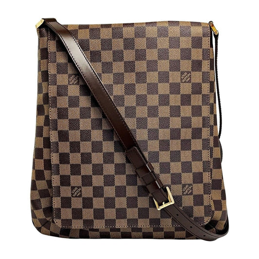 Louis Vuitton Damier Musette Brown Shoulder Bag Gold Hardware
