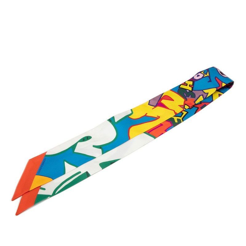 Hermes Twilly Graffiti Scarf Multicolor Silk