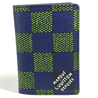 Louis Vuitton Card Case Organizer De Poche Leather Canvas Blue