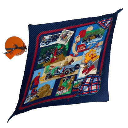 Hermes Scarf Pleated Silk L'elegance Et le Confort en Automobile Comfort Blue