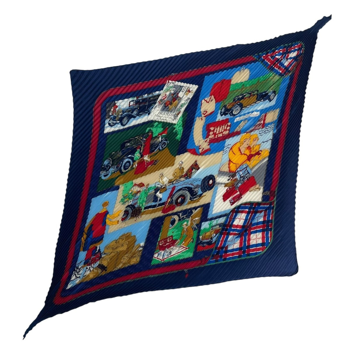 Hermes Scarf Pleated Silk L'elegance Et le Confort en Automobile Comfort Blue — view 2