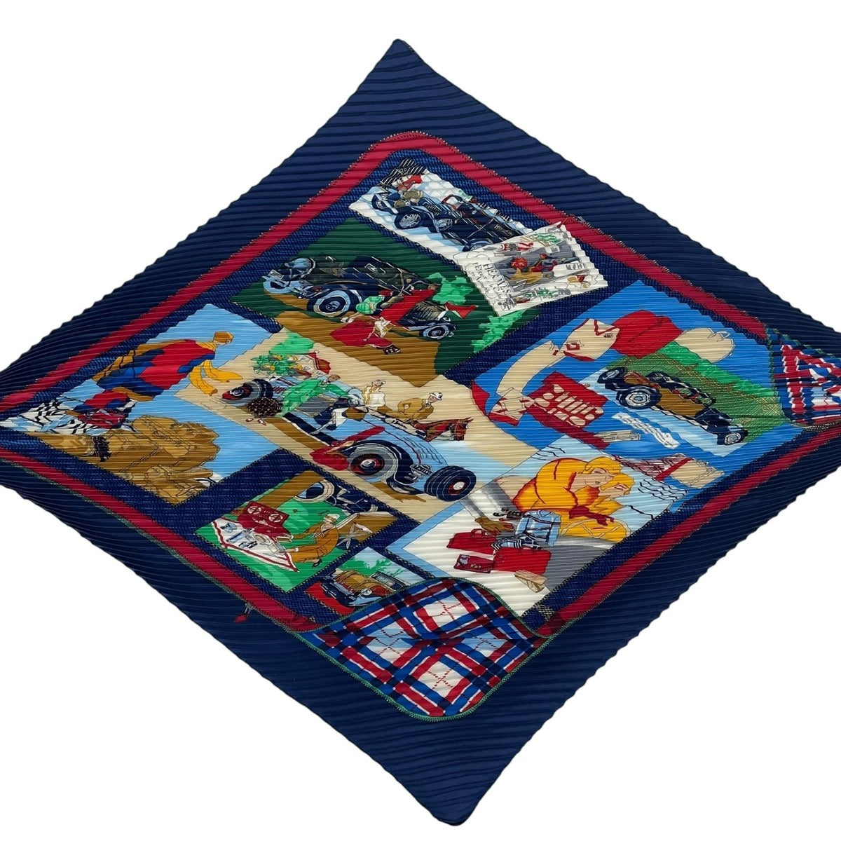 Hermes Scarf Pleated Silk L'elegance Et le Confort en Automobile Comfort Blue — view 4
