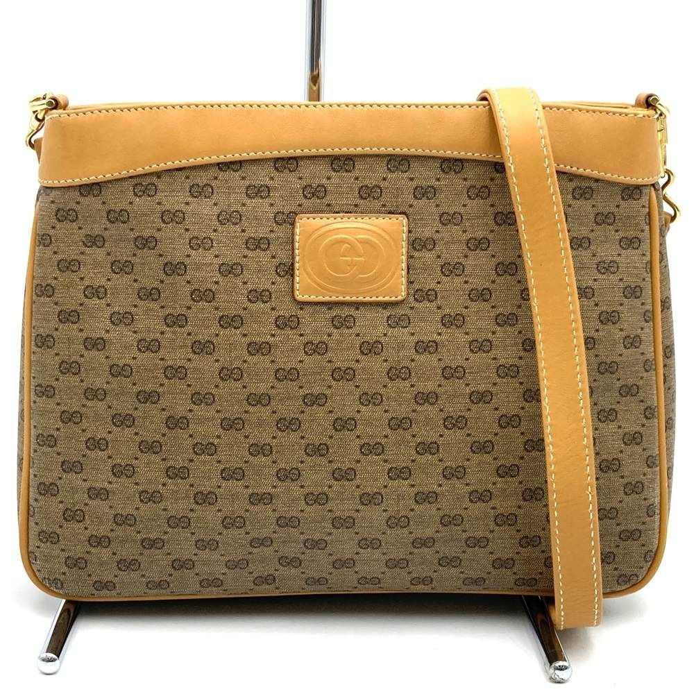 Gucci Micro GG Shoulder Bag Leather Brown Vintage