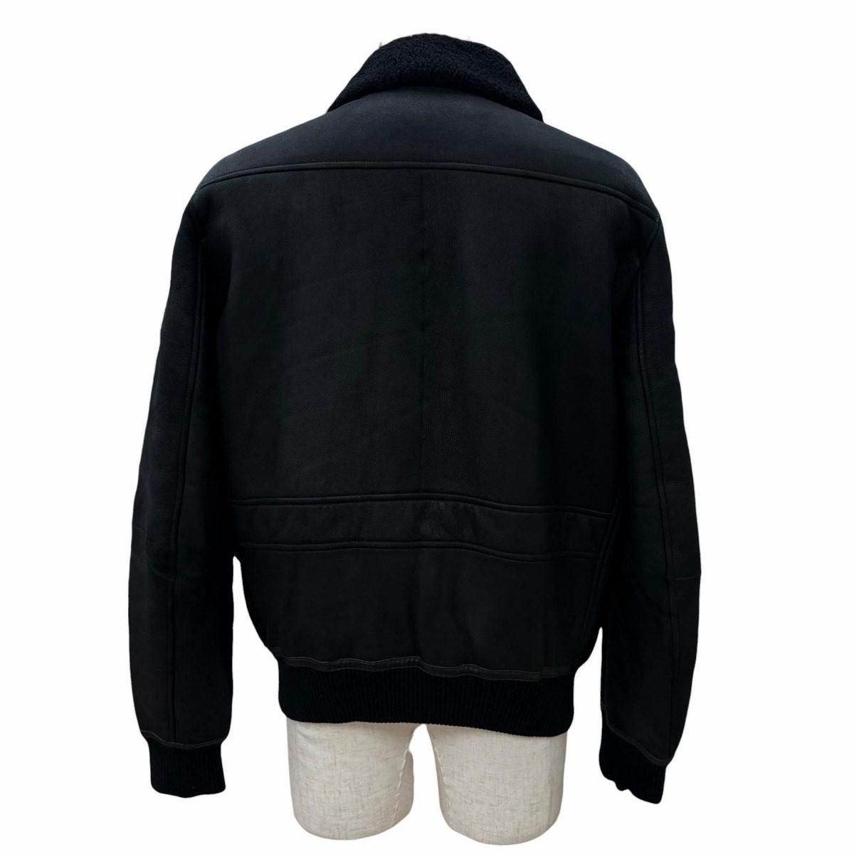Hermes Series Button Double Zip Up Shearling Jacket Black 50 — view 4