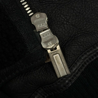 Hermes Series Button Double Zip Up Shearling Jacket Black 50 — view 7