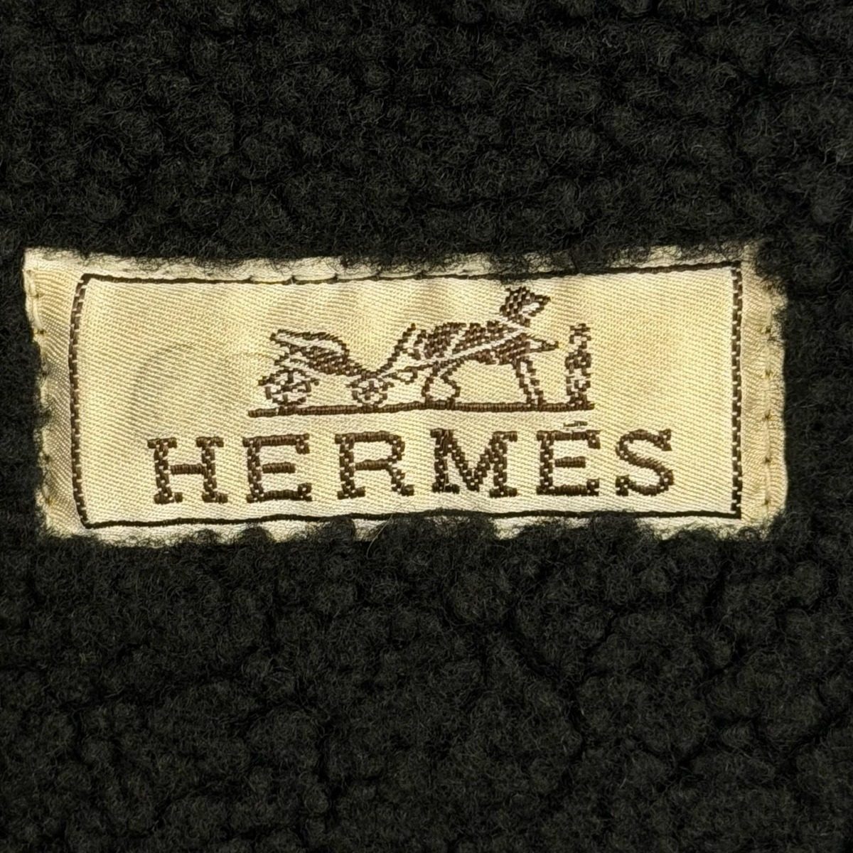 Hermes Series Button Double Zip Up Shearling Jacket Black 50 — view 9