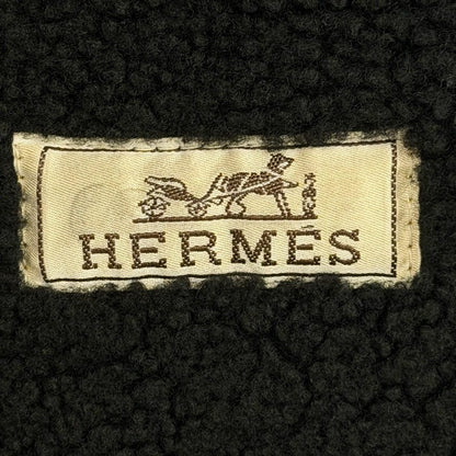 Hermes Series Button Double Zip Up Shearling Jacket Black 50 — view 9