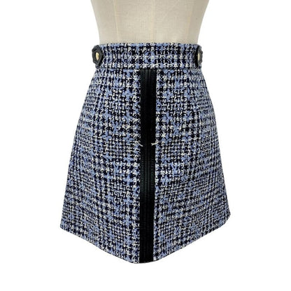 Louis Vuitton Monogram Bottoms Multicolor Skirt Tweed Leather Accent 22 SS