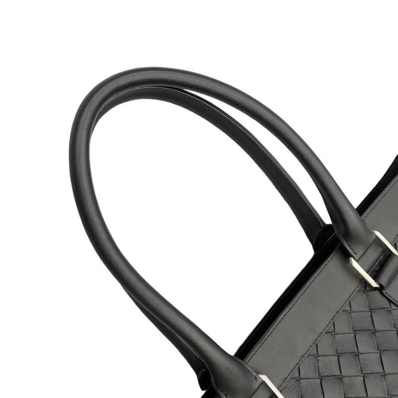 Bottega Veneta Tote Bag Intrecciato Leather Black Silver Hardware Bottega Veneta