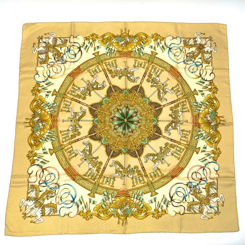 Hermes Carre 90 LUNA PARK Luna Park Amusement Park Scarf Silk Yellow