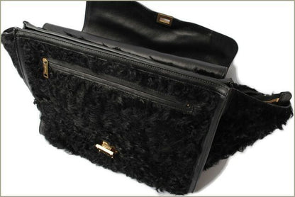 Celine Handbag Shoulder Bag Celine Trapeze Wool Leather Black Gold Hardware