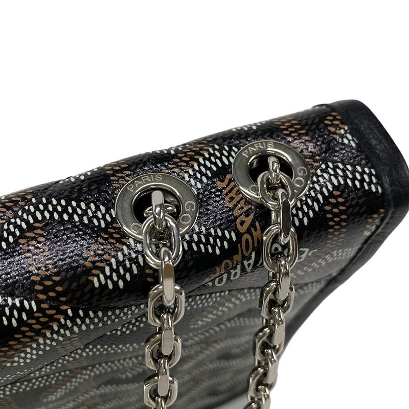 Goyard Shoulder Bag Alexandre Trois Black And Brown And White Chain Shoulder