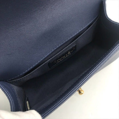 Chanel CC Logo Stitch Lambskin Bicolor Chain Shoulder Bag