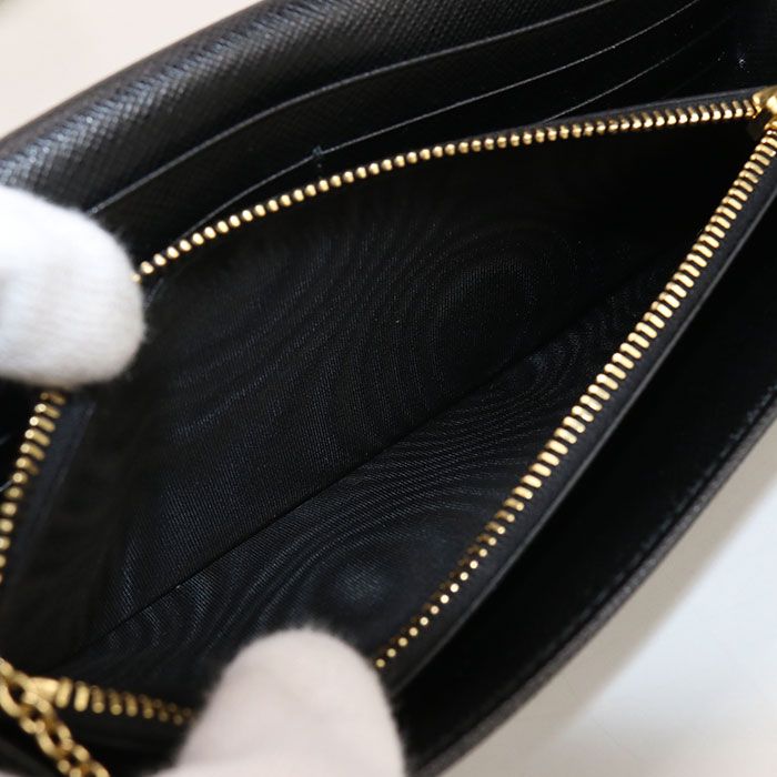 Prada Saffiano Triangle Wallet 1mh132 QHH F0002 Long Bifold Leather Women