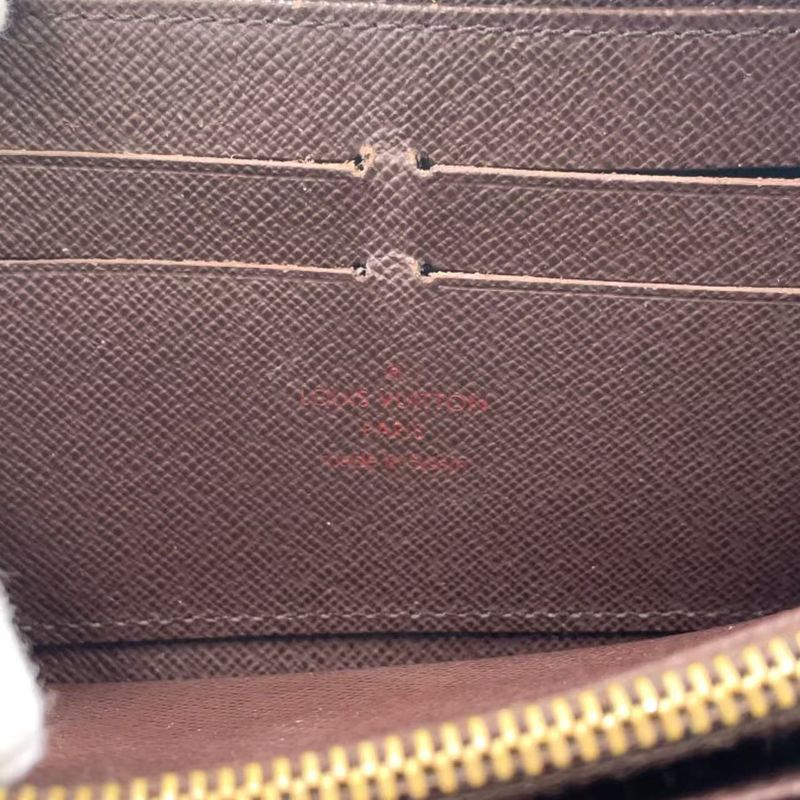 Louis Vuitton Zippy Wallet Damier Ebene Damier Ebene PVC Brown Round Zipper