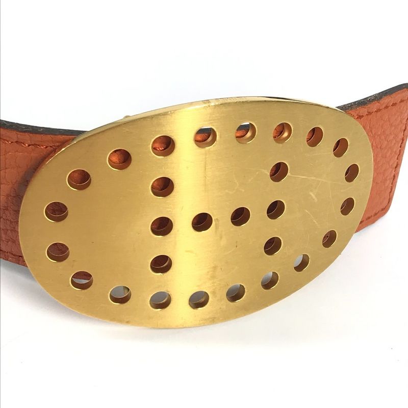 Hermes Belt Reversible H Belt Perforated Logo Leather Orange