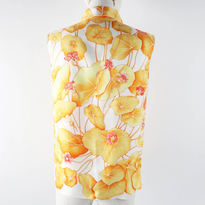 Hermes Vintage Les Capucines Golden Lotus Flower 100% Silk Margiela Period