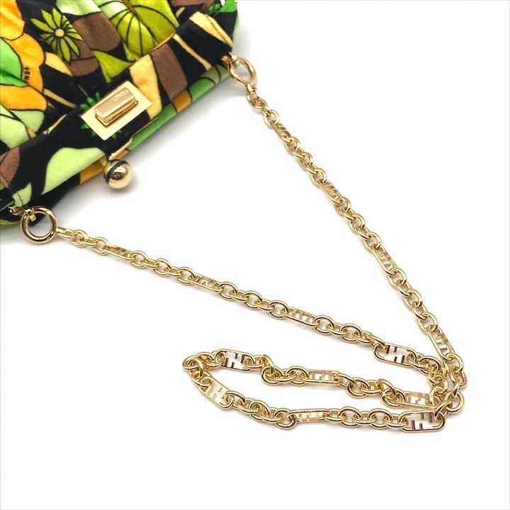 Fendi Items Peekaboo Click Velvet 2-Way Chain Shoulder Bag Green
