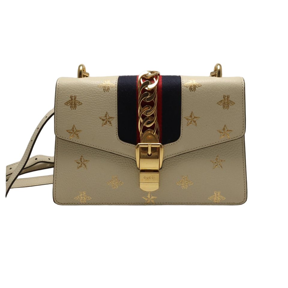 Gucci Sylvie Bee & Star Leather Shoulder