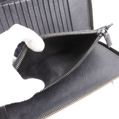 Prada Round Zipper 2ml220 Saffiano Caffe+nero Dark Brown Women's Long Wallet