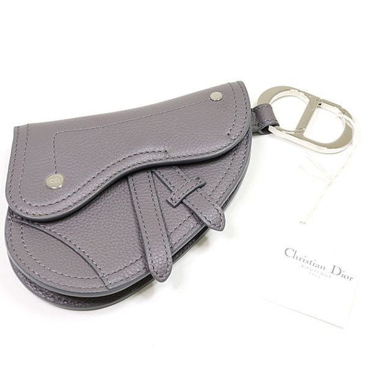 Dior Saddle Pouch Leather Gray CD Hook Hardware Mini Accessory